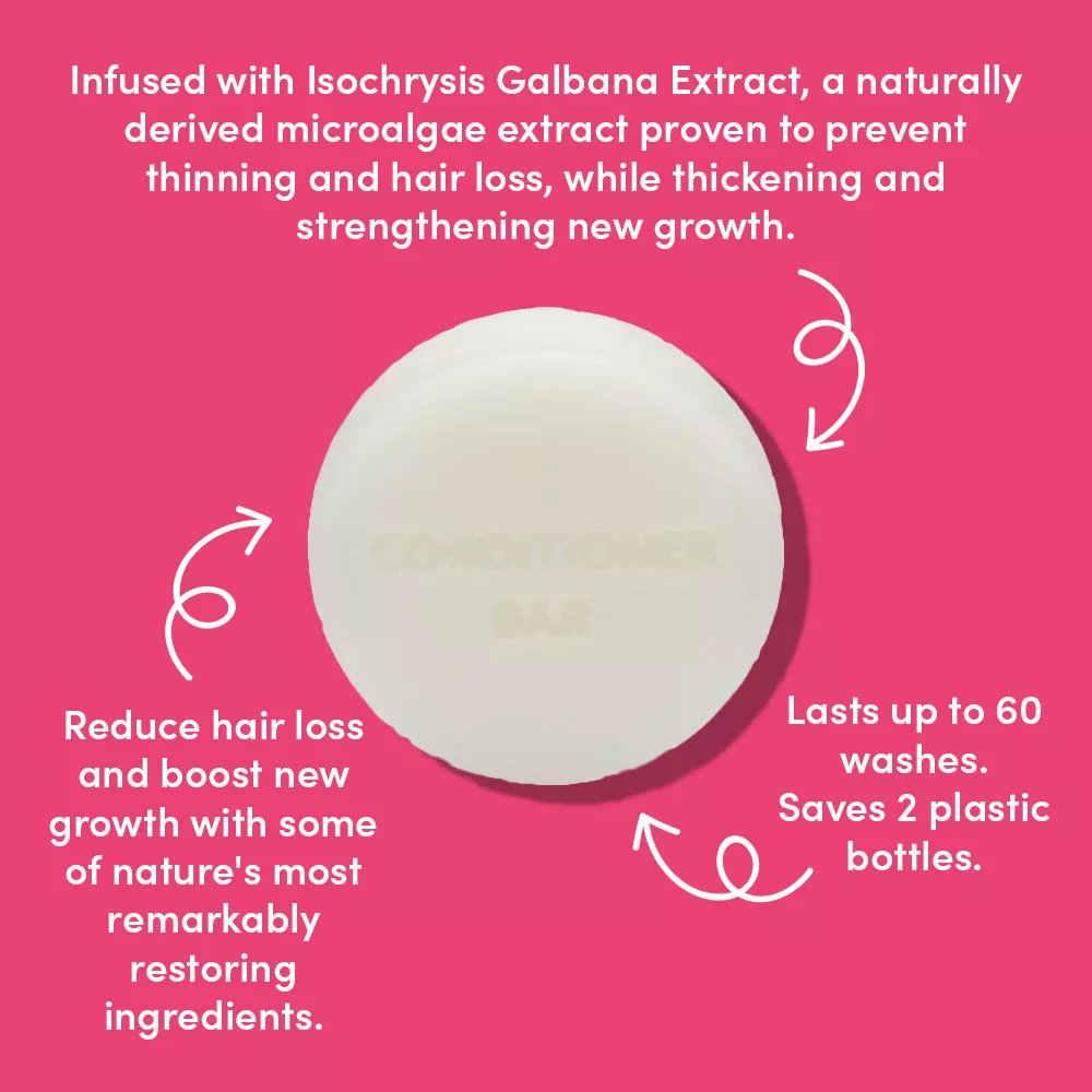 White conditioner bar on pink background.