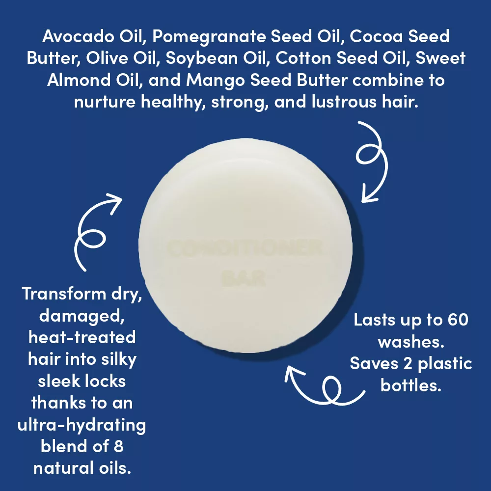 Conditioner bar with text about benefits.