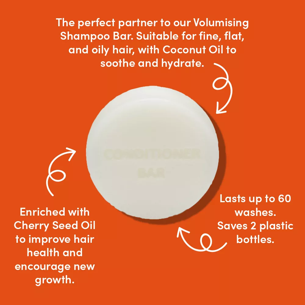 White conditioner bar on orange background.