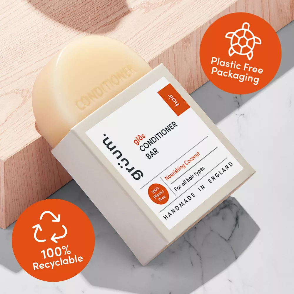 Conditioner bar with eco-friendly packaging.
