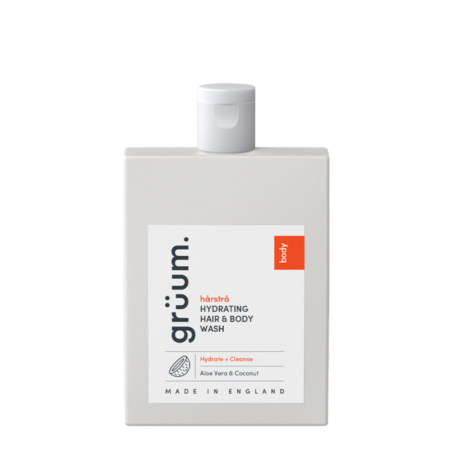 Hydrating hair and body wash bottle.