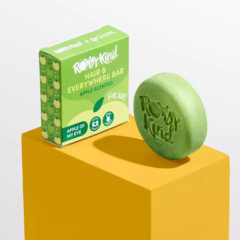 Green soap bar with packaging