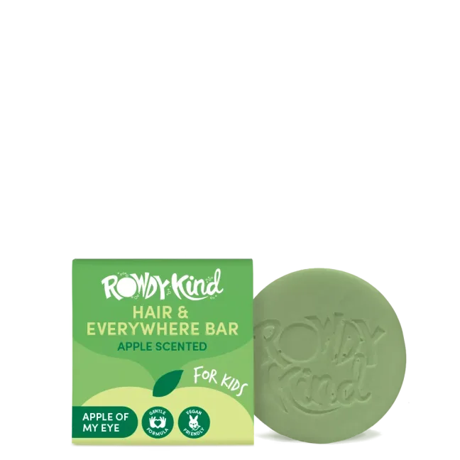 Green apple-scented kids soap bar.