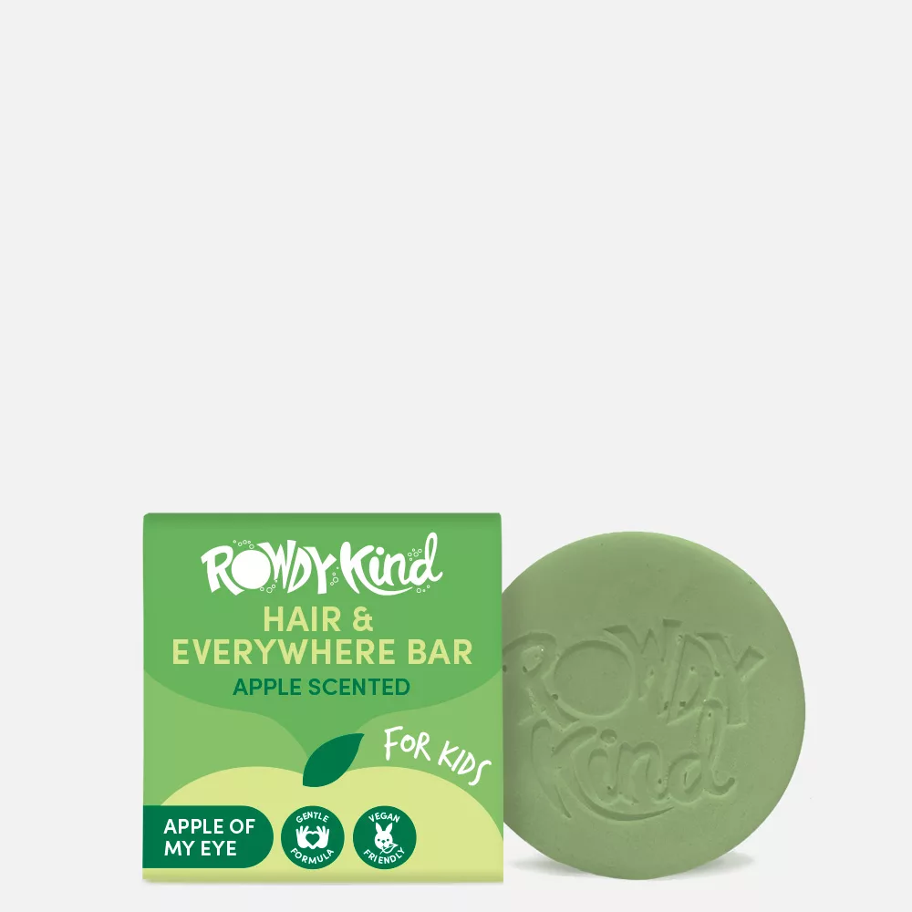 Green apple-scented hair and body bar.