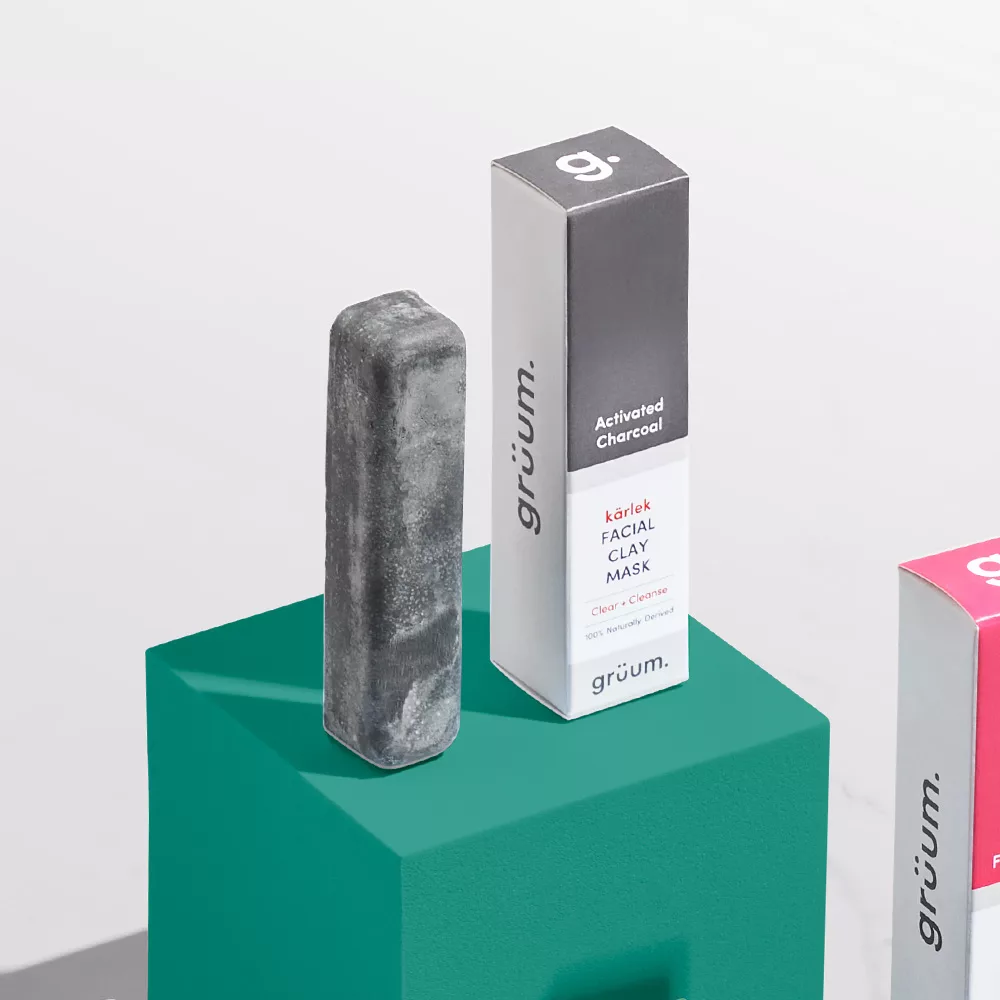Charcoal facial clay mask packaging