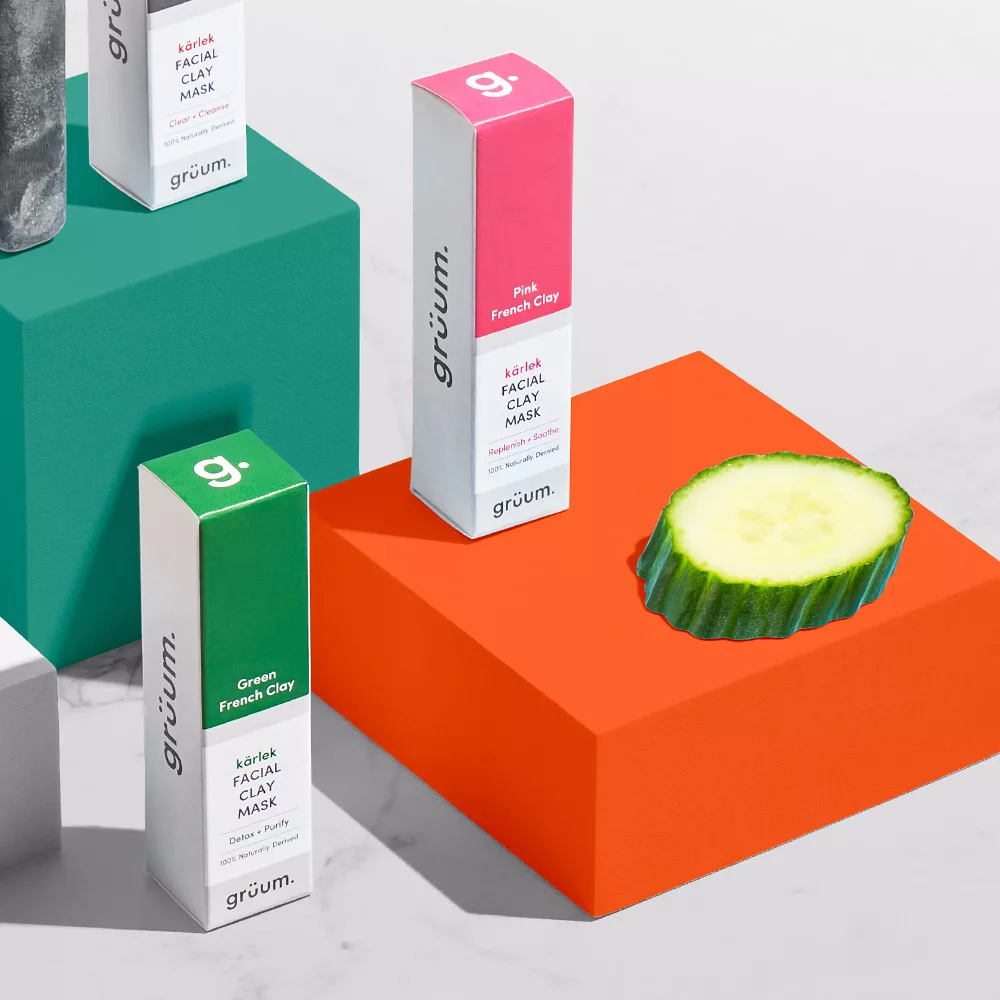 Clay mask boxes and cucumber slice