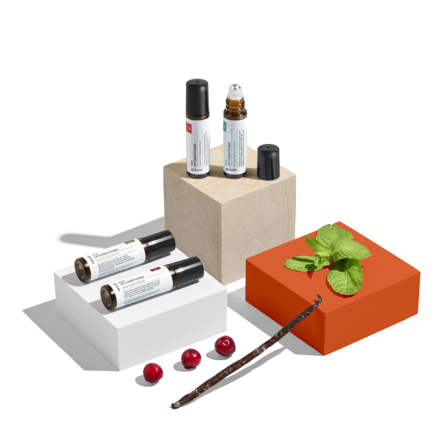 Essential oils with berries and mint.