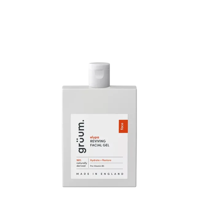 Facial gel in white bottle