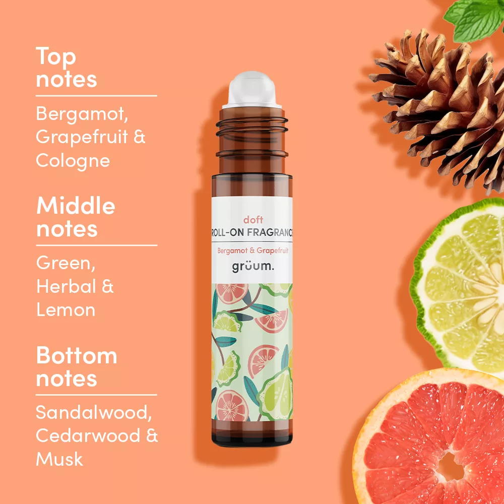 Roll-on fragrance with citrus and pine.