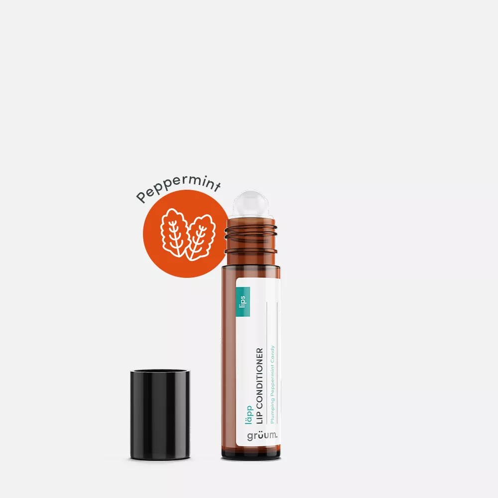 Peppermint lip conditioner bottle and cap