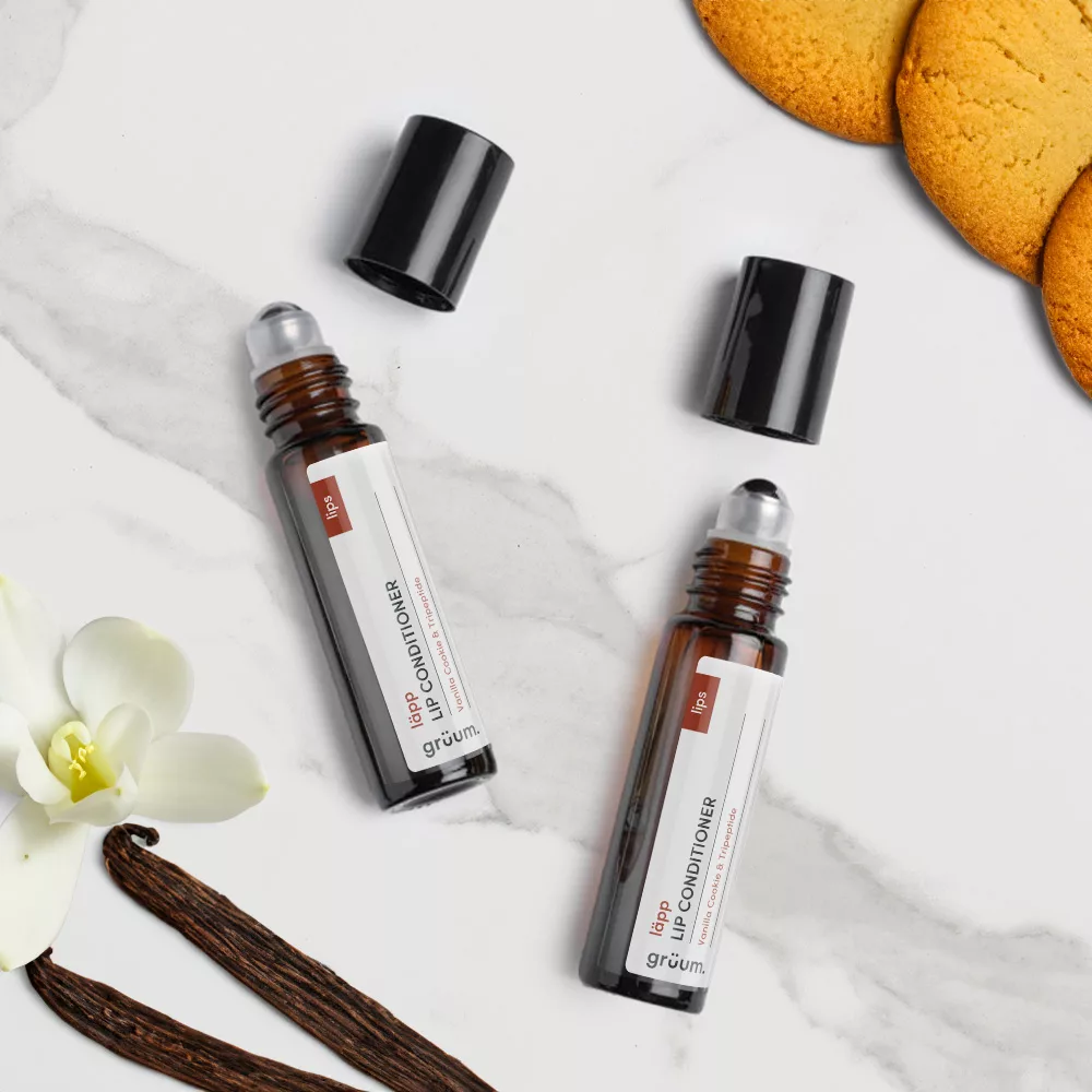 Lip conditioners with cookies and flowers