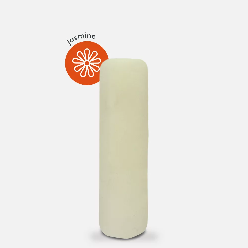 White cylindrical object labeled Jasmine.