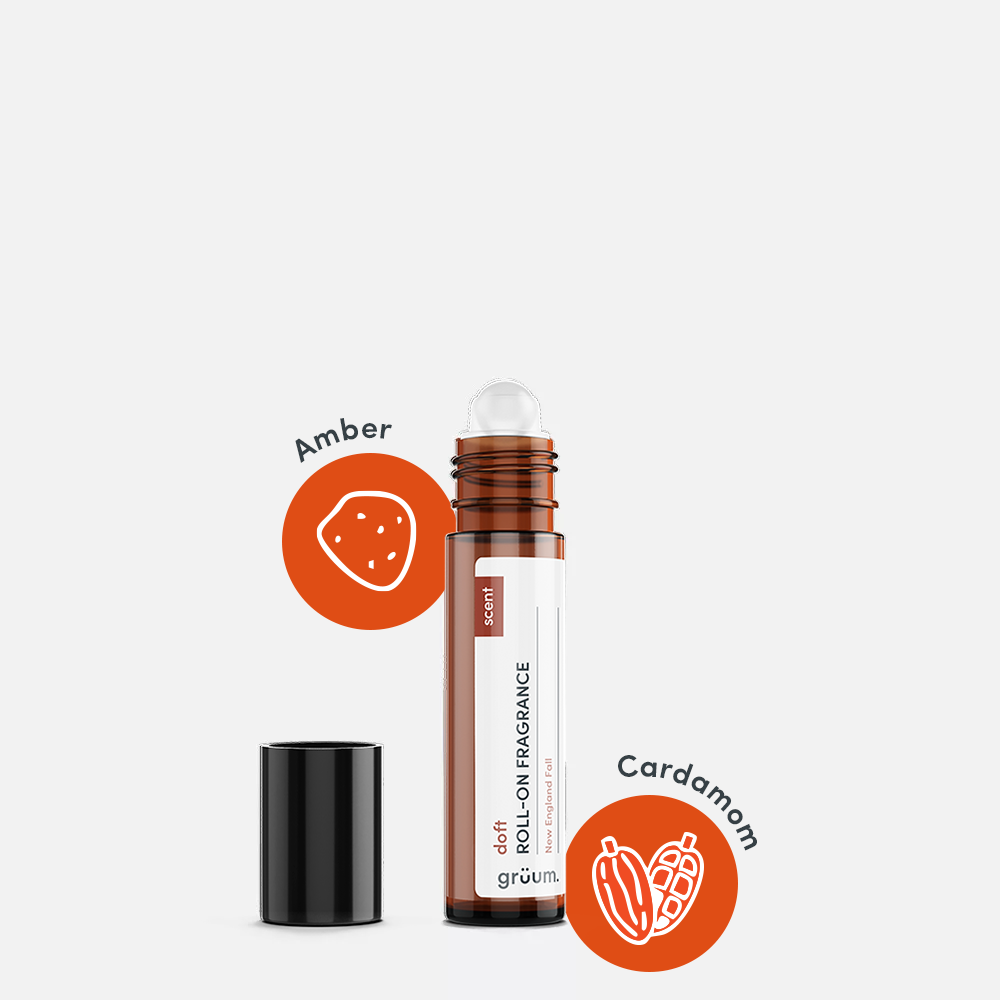 Roll-on fragrance with amber and cardamom