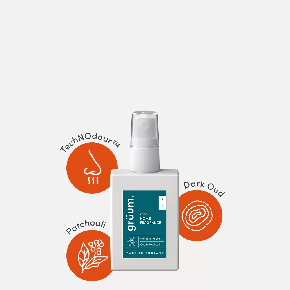 Home fragrance bottle with scent icons