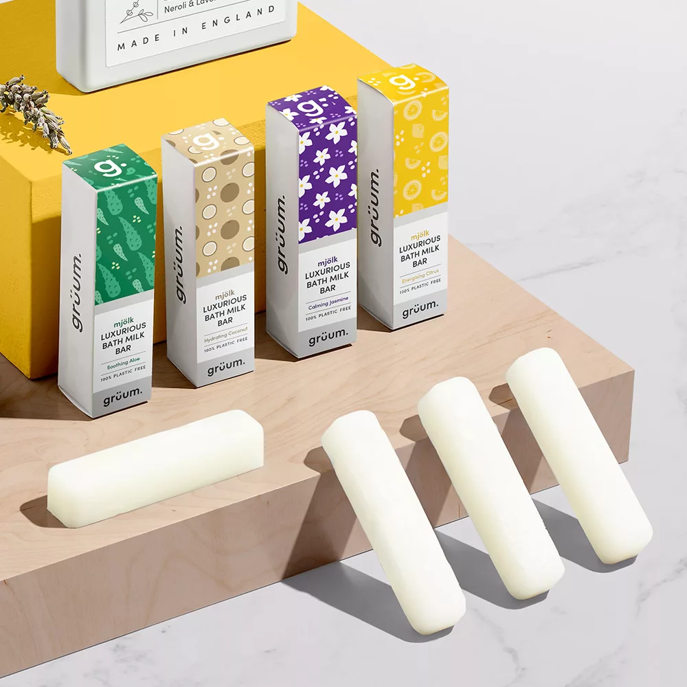 Four bath milk bars on display.