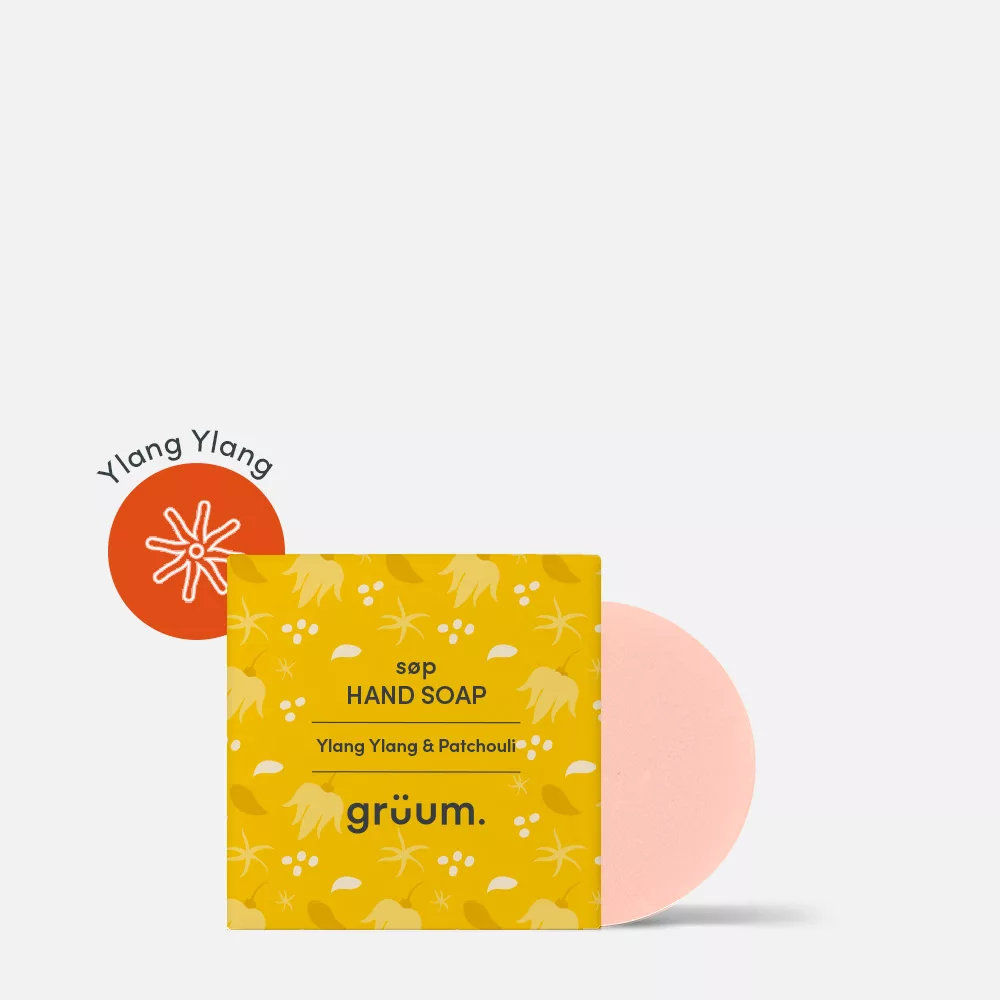 Yellow soap package with pink soap