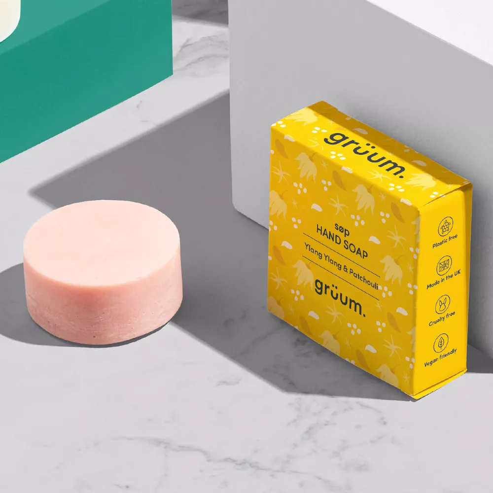 Round soap and yellow box