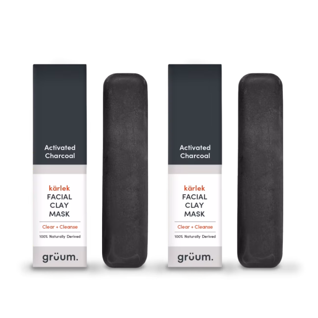 Two charcoal facial clay masks.