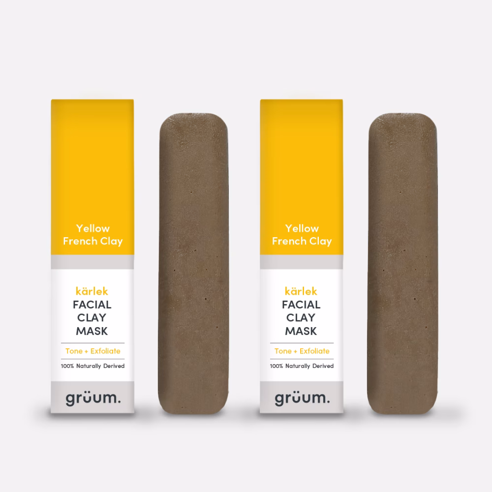 Yellow clay mask sticks and boxes