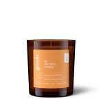 Soy wax candle in glass jar.