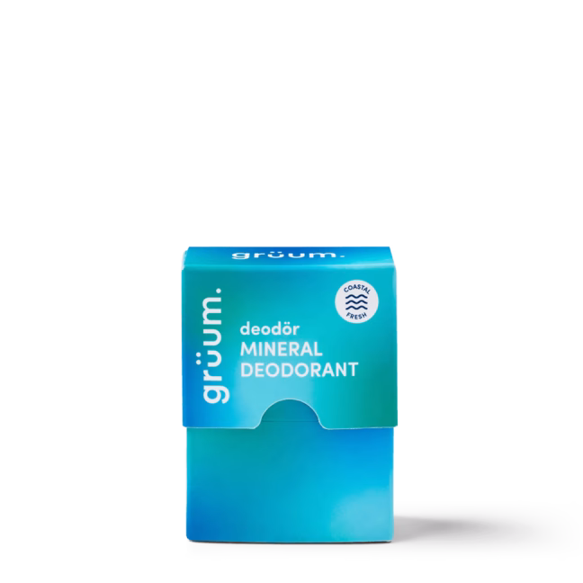 Blue mineral deodorant package