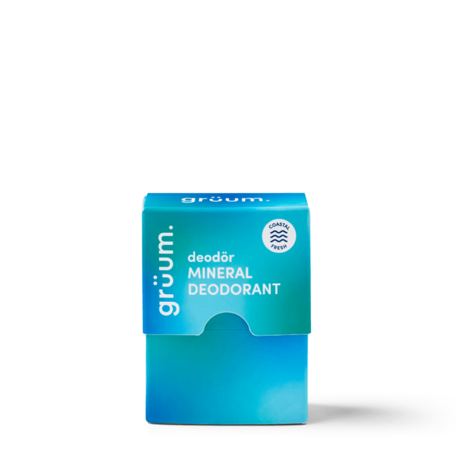 Blue mineral deodorant package