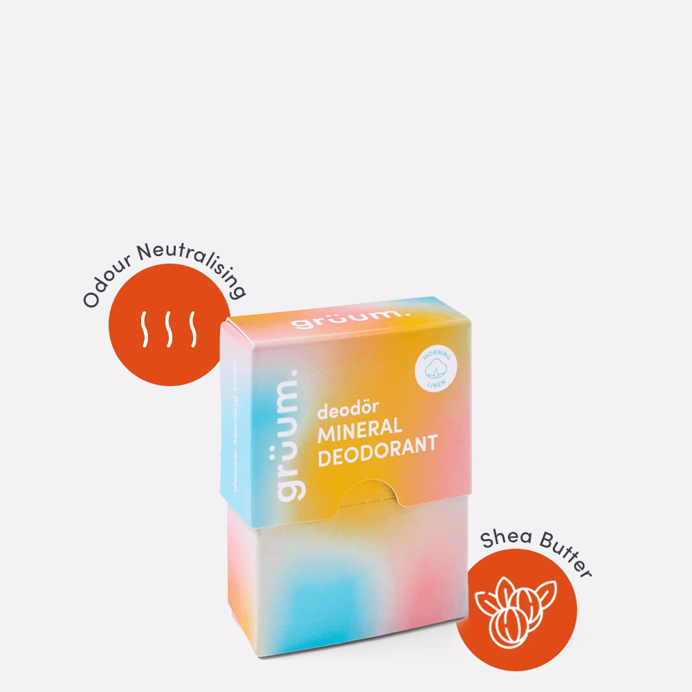 Deodorant box with colorful design.