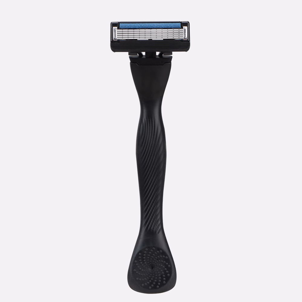 Black razor with textured handle