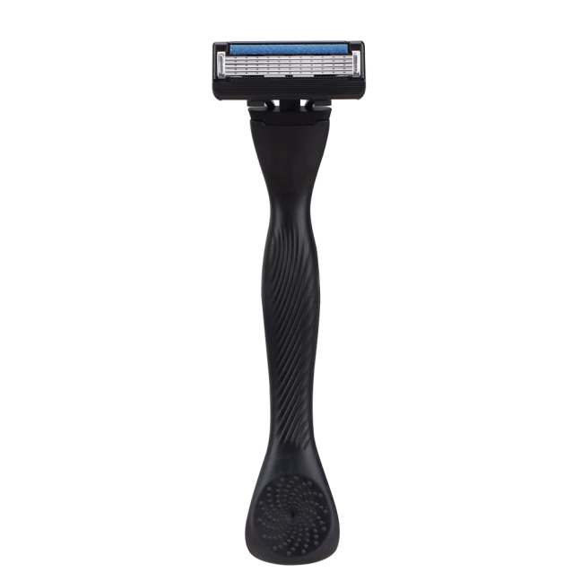 Black razor with textured handle