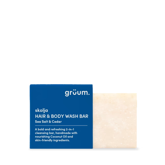 Blue and white soap packaging