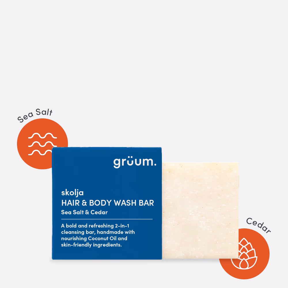 Hair and body wash bar packaging.