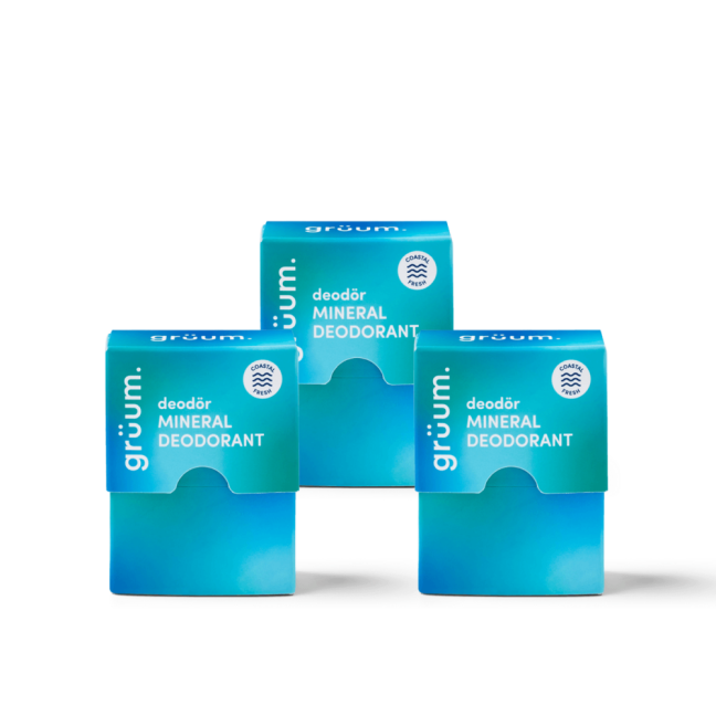 Three boxes of mineral deodorant
