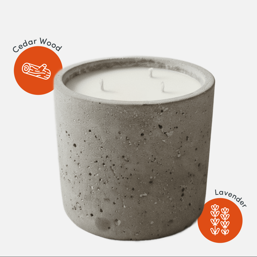 Concrete candle with cedar and lavender