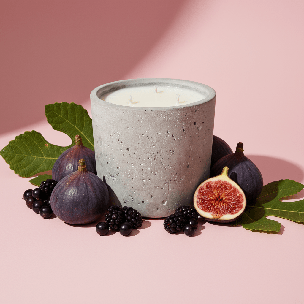 Candle with figs and berries