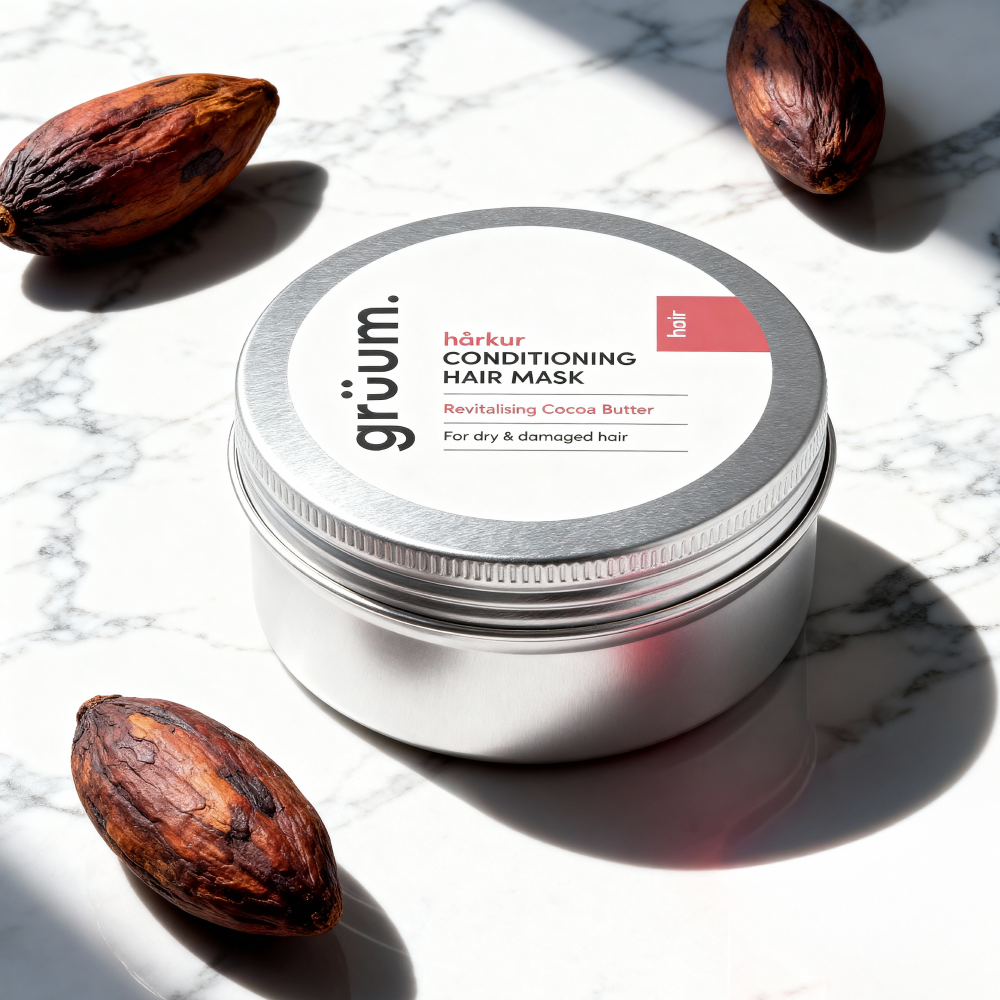 Hair mask with cocoa butter and beans