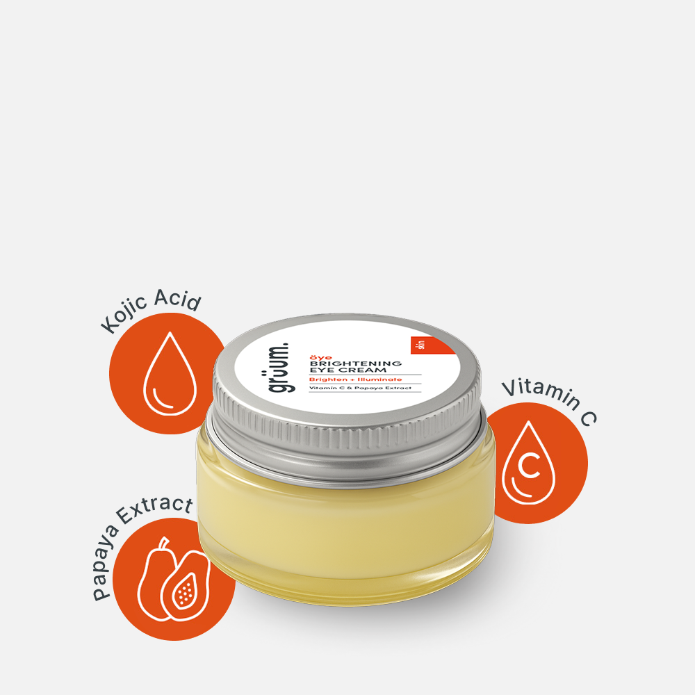 Brightening eye cream with key ingredients.