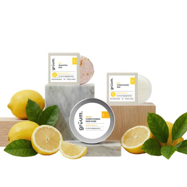 Groom hair care products and lemons.