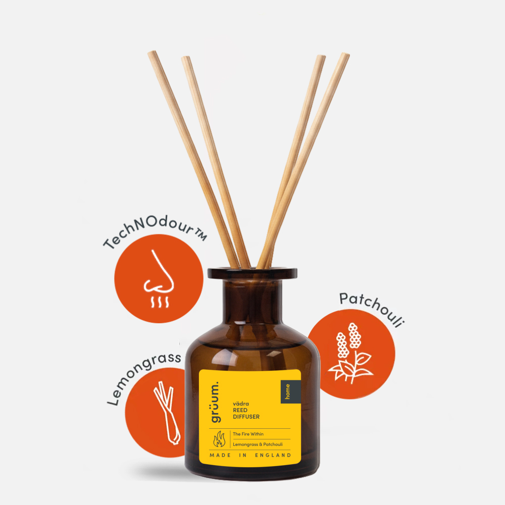 Reed diffuser with lemongrass and patchouli