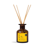 Brown reed diffuser with label