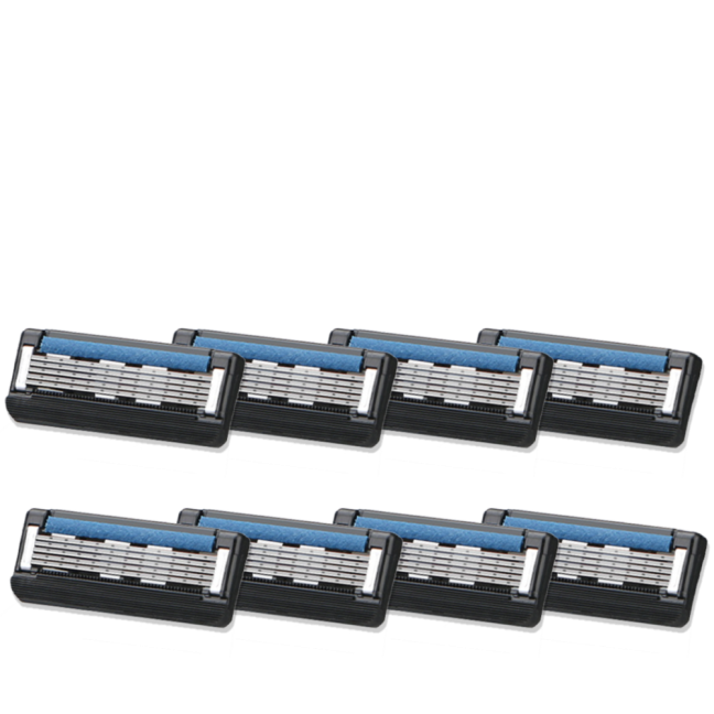 Eight razor blade cartridges