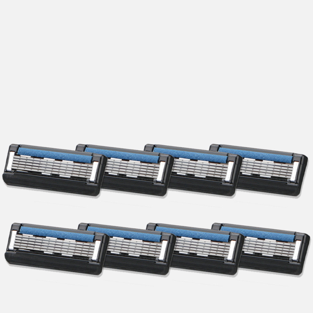 Eight razor blade cartridges