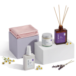 Spa products with flowers and fabric